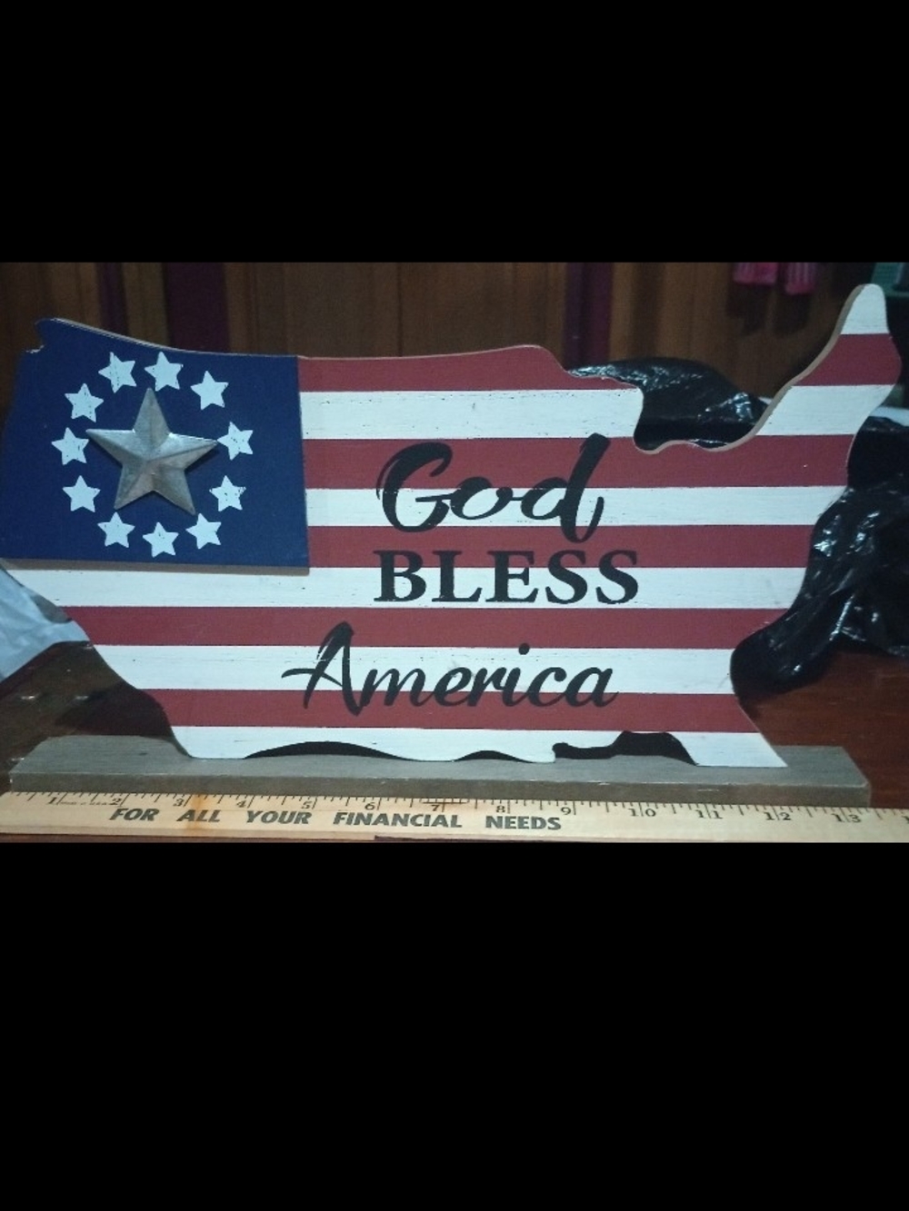 Patriotic 'God Bless America' Wooden USA Wall Accent - Red White Blue